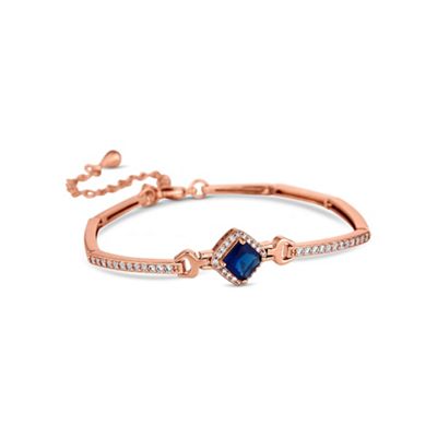 Rose gold blue pave link bracelet